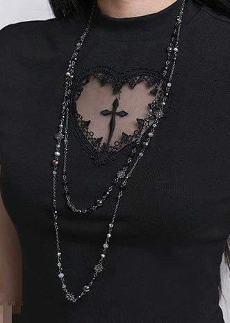 Heart See-Through x Cross Gothic Top / LG1294_e4r