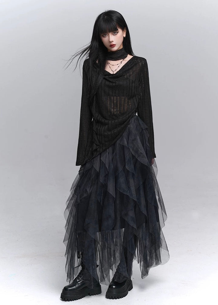 Shadow Veil Knit Top / lg1350_e4r