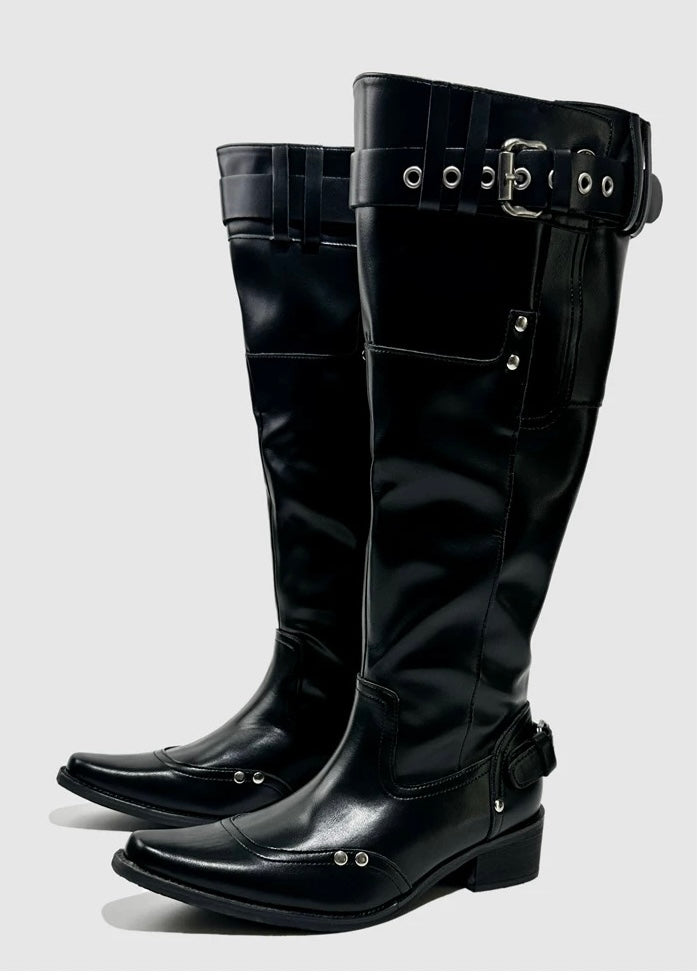 BUCKLE LONG RIDING BOOTS / V1158