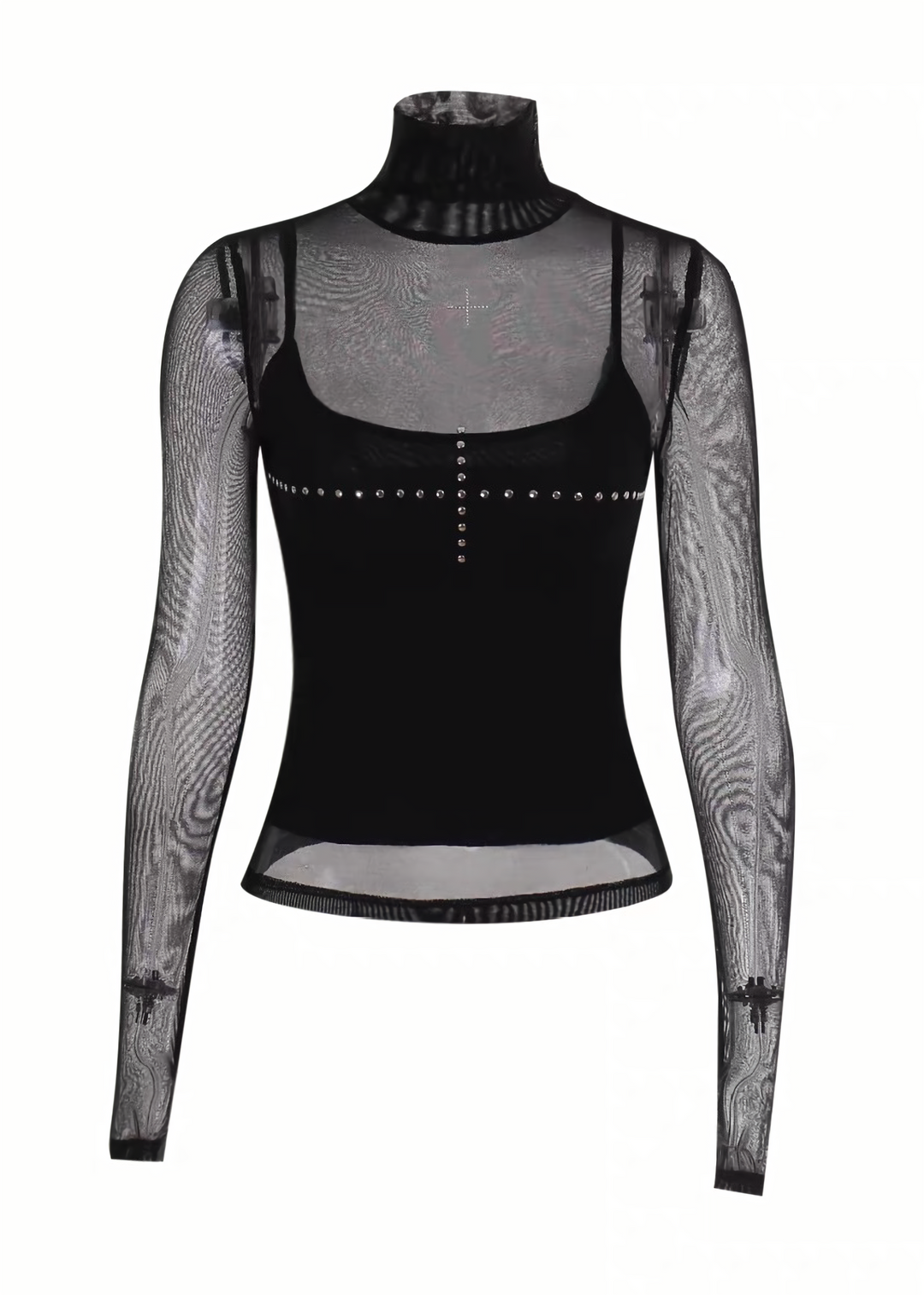 RHINESTONE CROSS SHEER TOP SET / LG1703