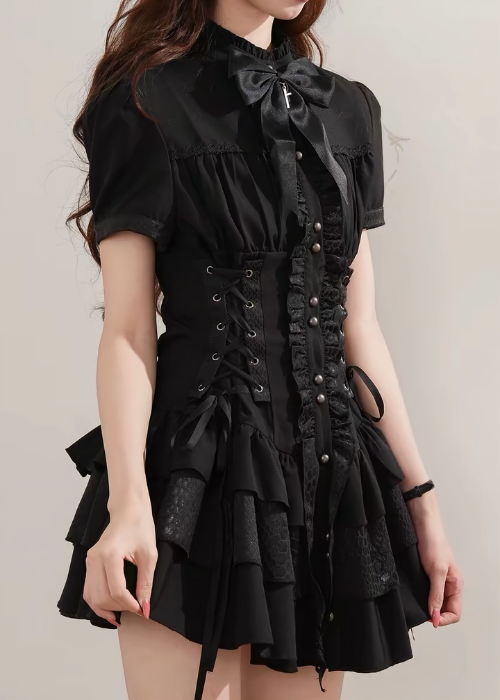 GOTHIC FRILL CORSET MINI DRESS / LG1561