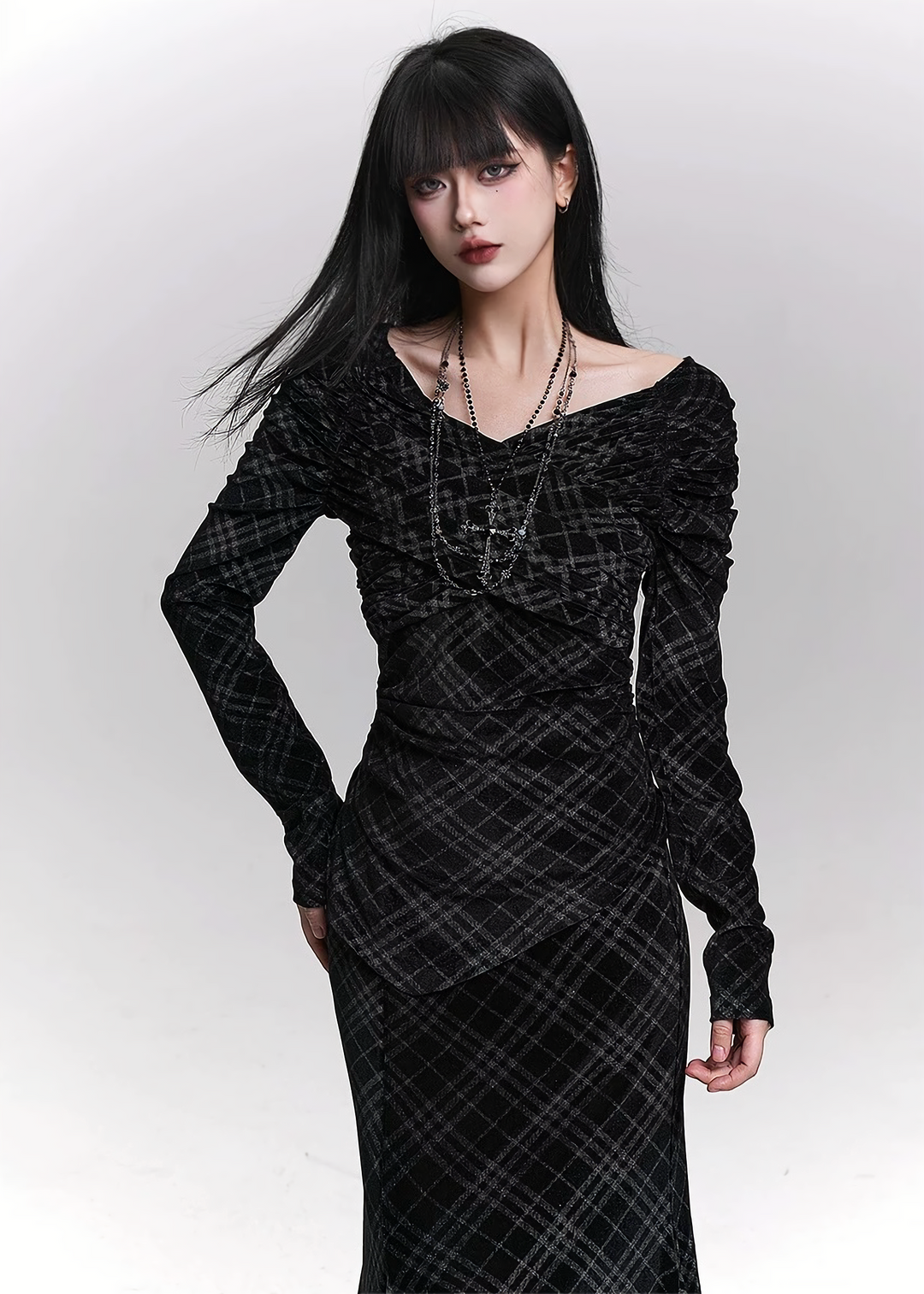 CROSS VELVET LONG SET / LG1472