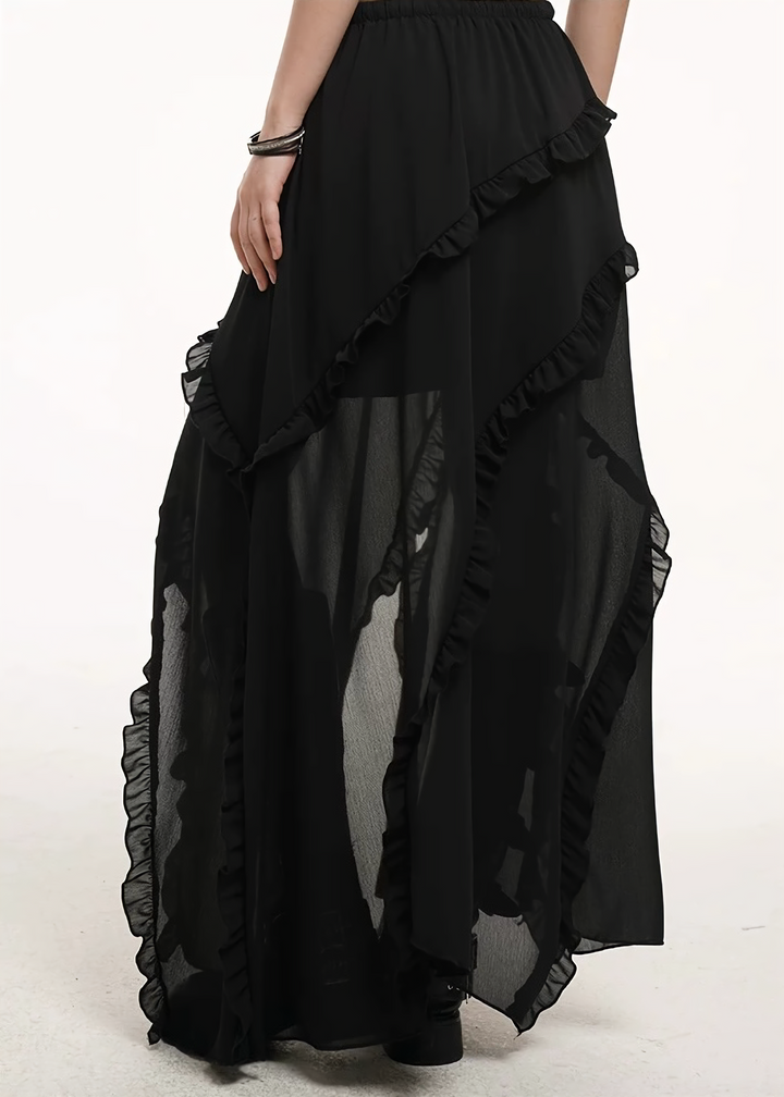 Halter neck suspender top &amp;amp; irregular hem long skirt / lg1264 