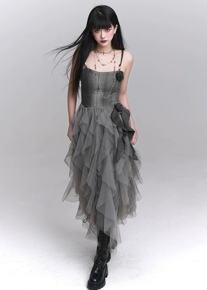 dark rose suspender dress / LG1214_e4r