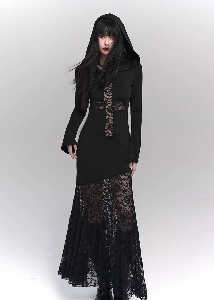 hooded long dress / LG1141 