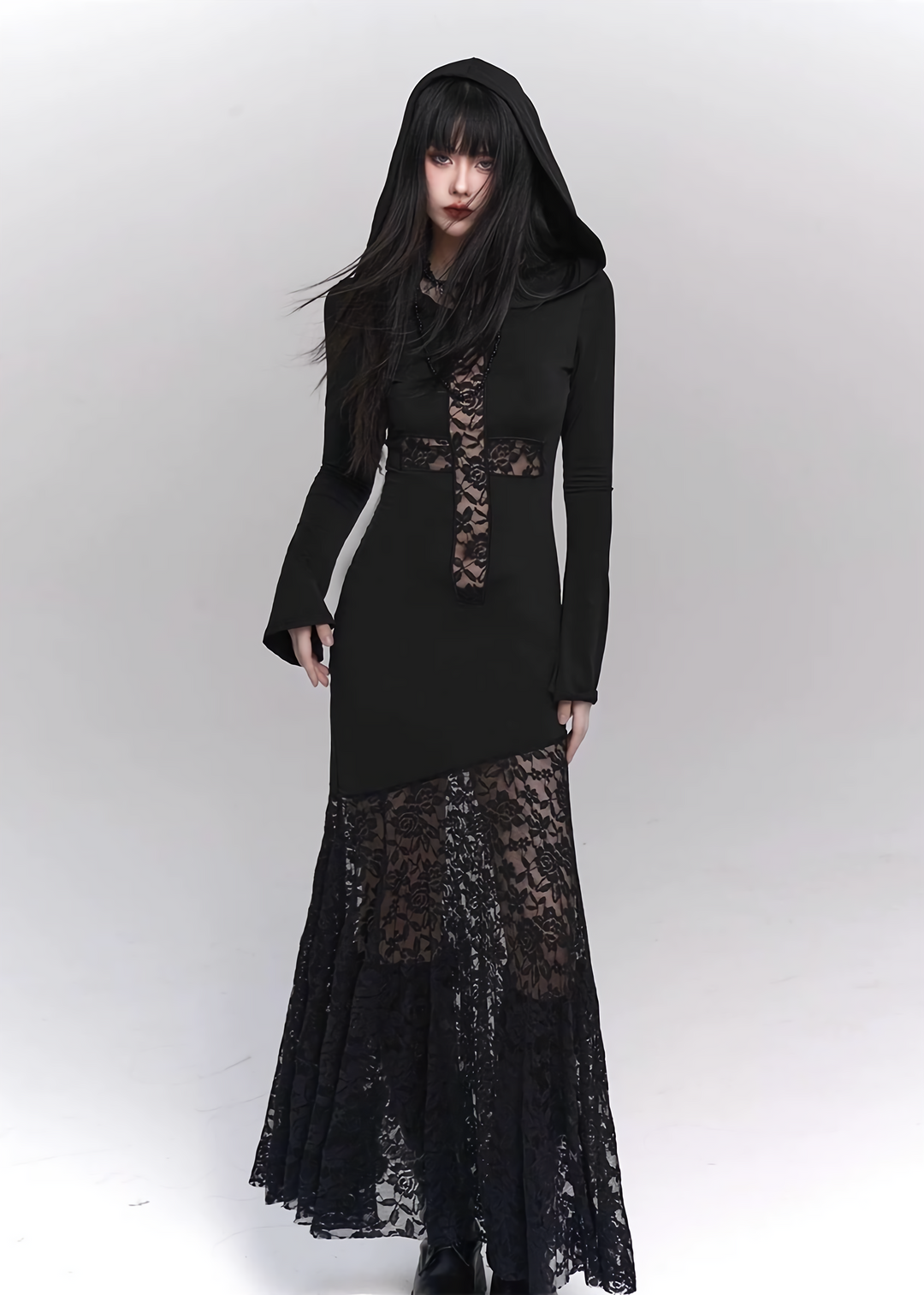 hooded long dress / LG1141