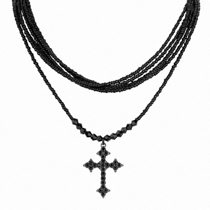 MULTI LAYER CROSS NECKLACE / A1149