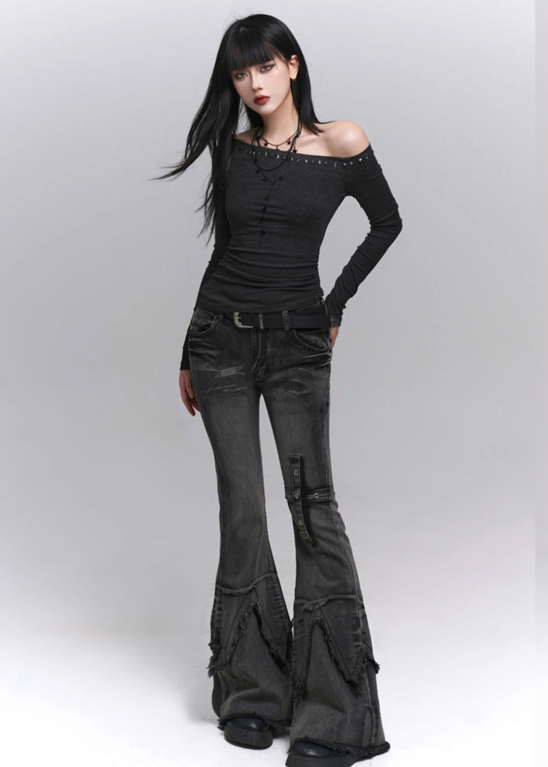 Nocturne Studded Off-Shoulder Top / lg1344