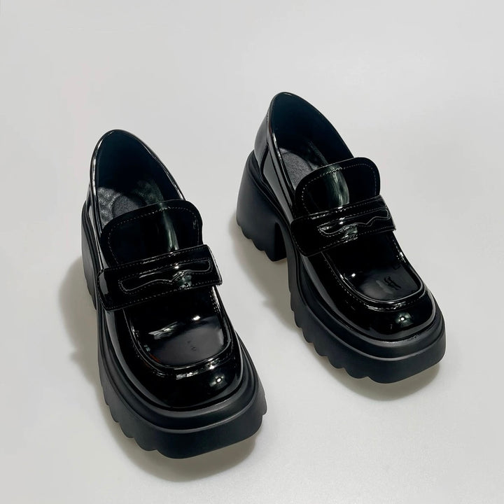 enamel high sole loafers / V1102