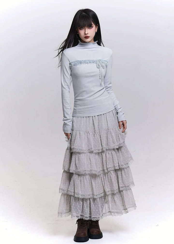 LACE RIBBON TIGHT TOP / LG1453