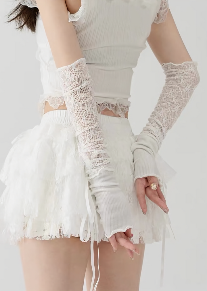 LACE-UP RIBBON ARM COVER / V1180