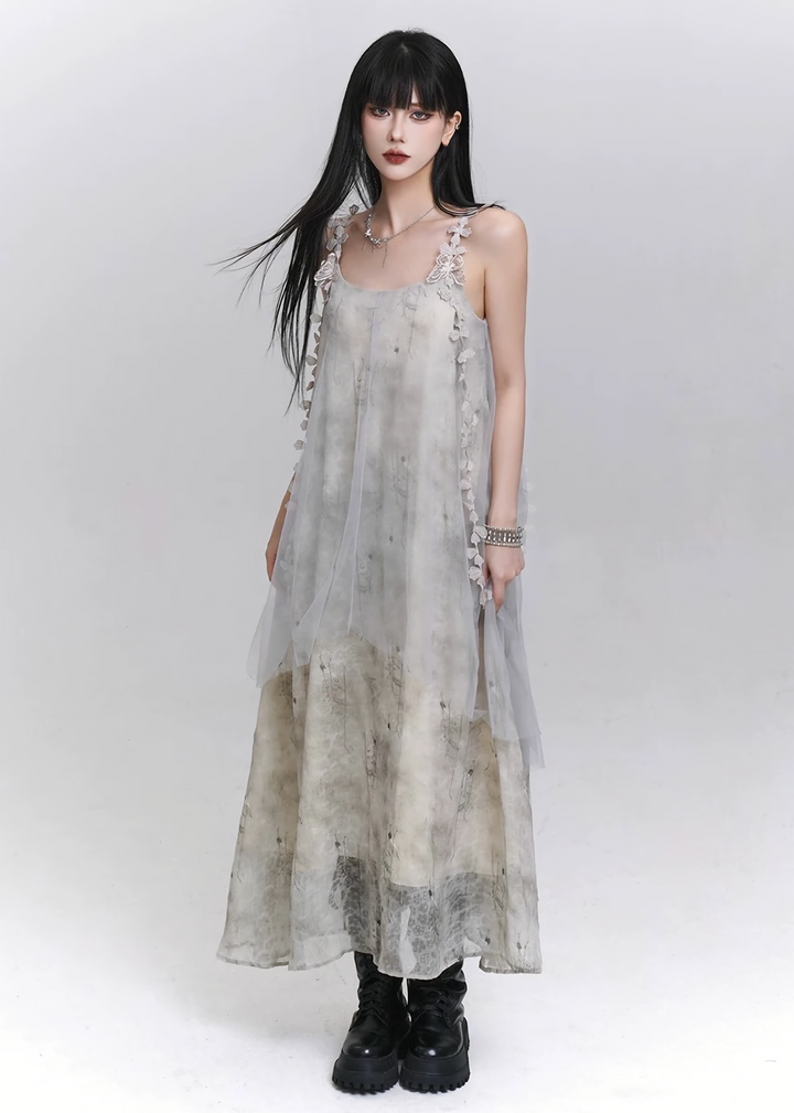 VEIL FLOWER LAYERED DRESS / LG1552