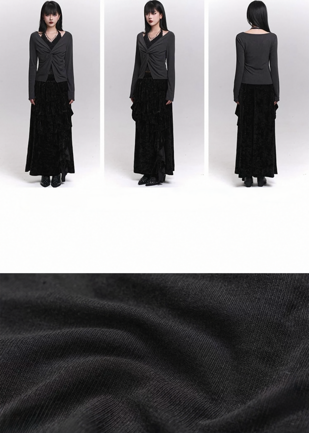 TWIST FAKE LAYER LONG SLEEVE TOP / LG1478