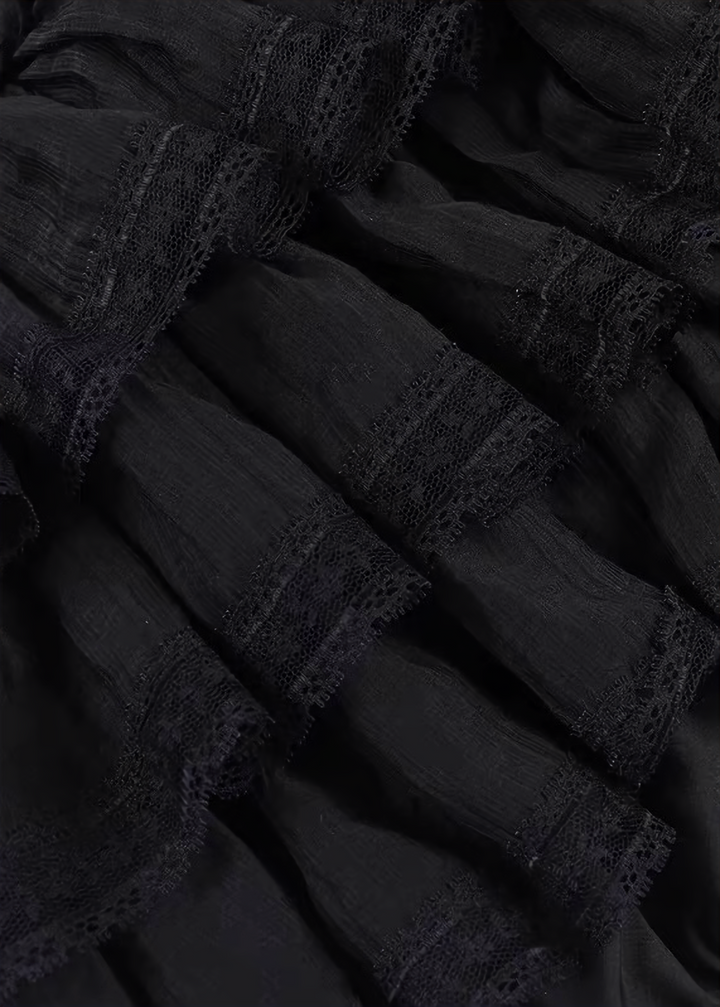 GOTHIC LACE-UP TOP &amp; RUFFLE MINI SKIRT / LG1693