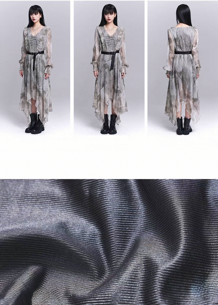 SHEER MARBLE FLOW DRESS / LG1544