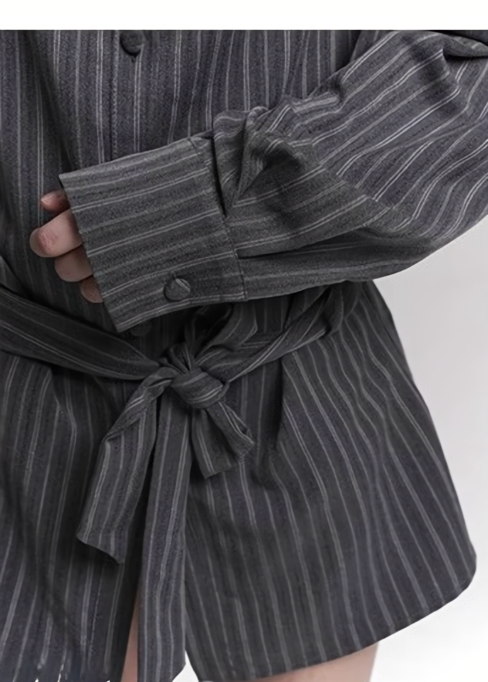 STRIPE HIGH-NECK SHIRT / LG1480