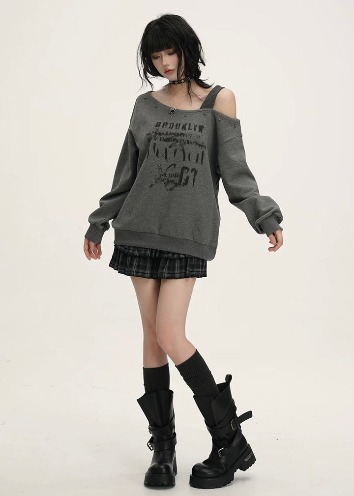 Vintage Print Loose Sweat / LG1380