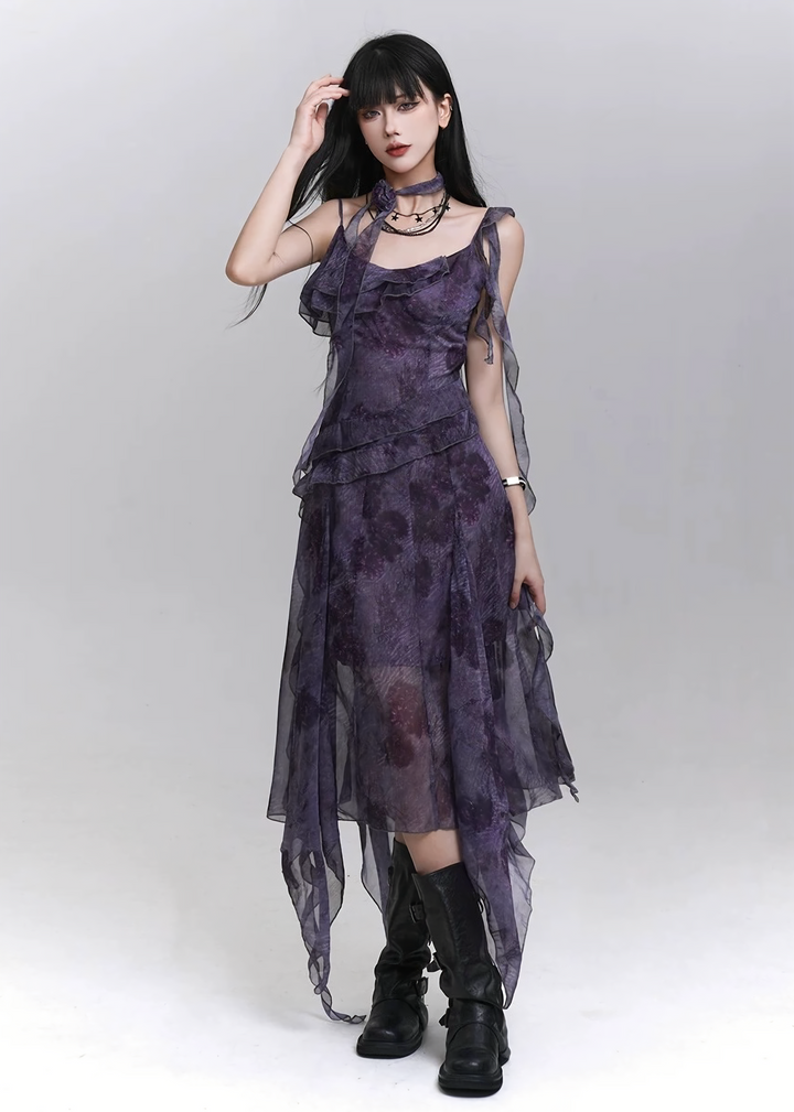 MISTY PURPLE ASYMMETRY DRESS / LG1118