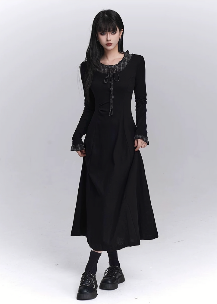 RUFFLED GOTHIC LONG DRESS / LG1433