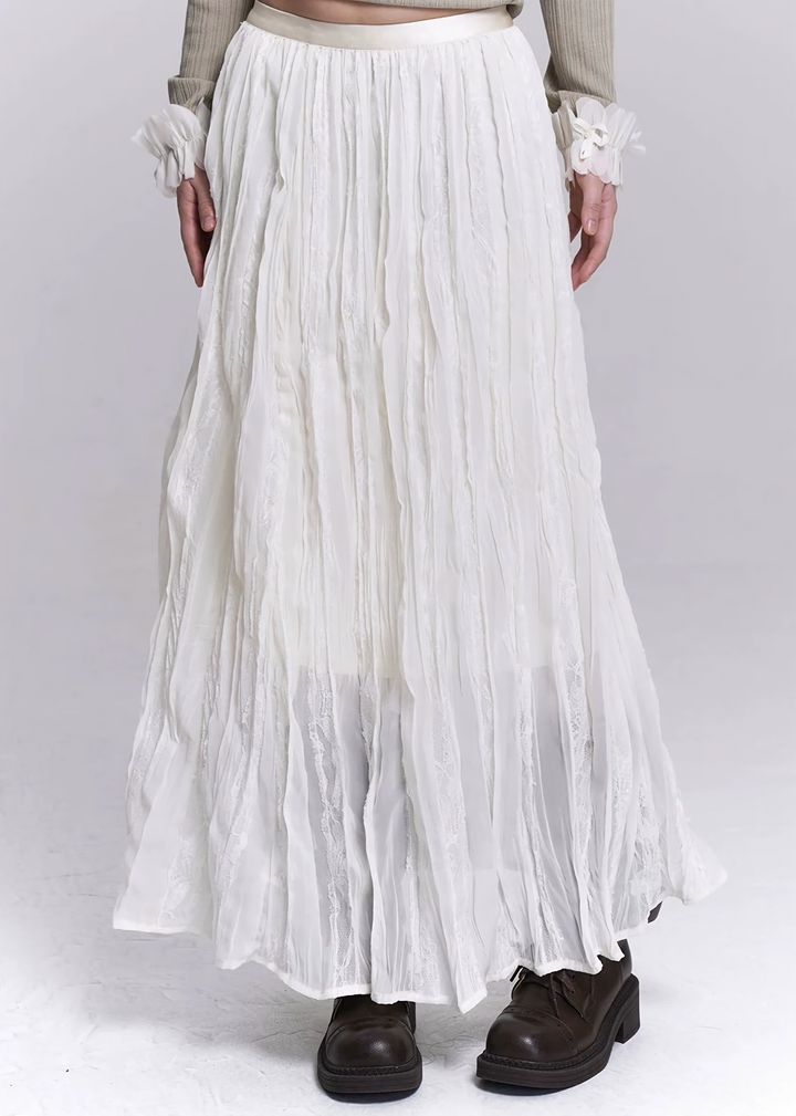 PATCHWORK LACE LONG SKIRT / LG1535