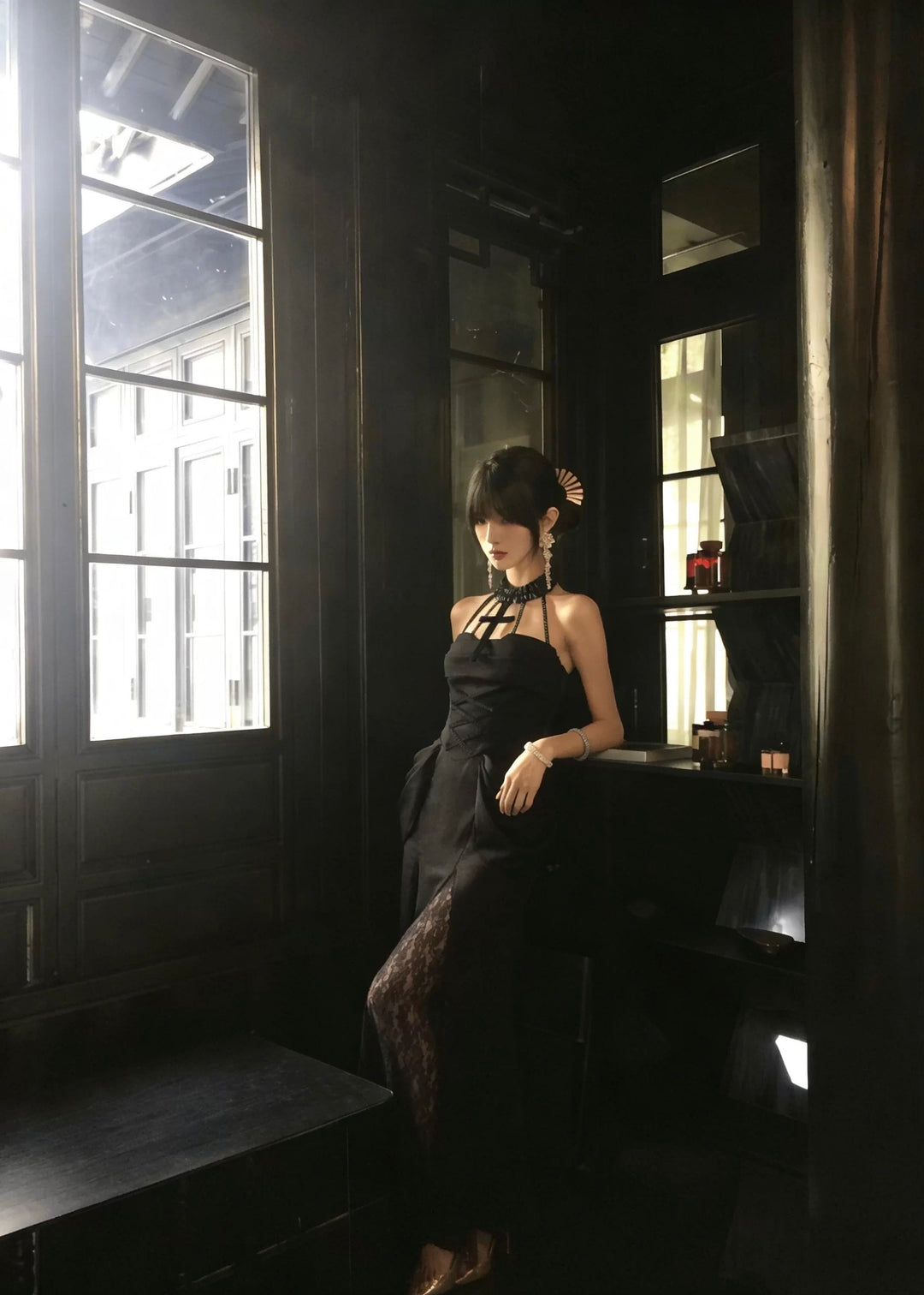 GOTHIC CROSS STRAP LONG DRESS / LG1557