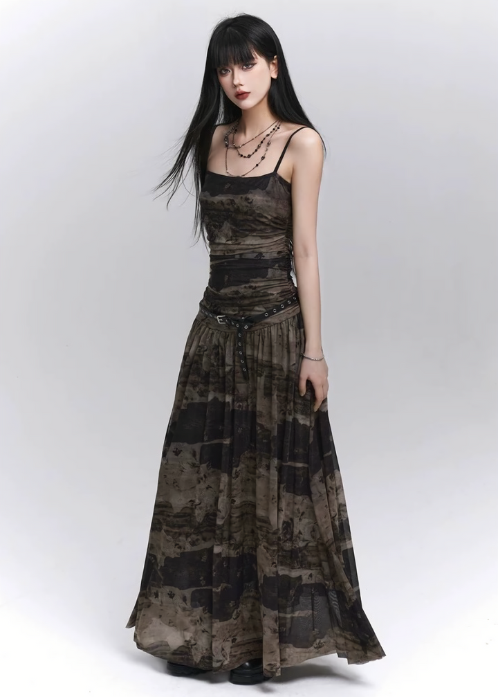 Abstract Noir Cami Dress / lg1327 