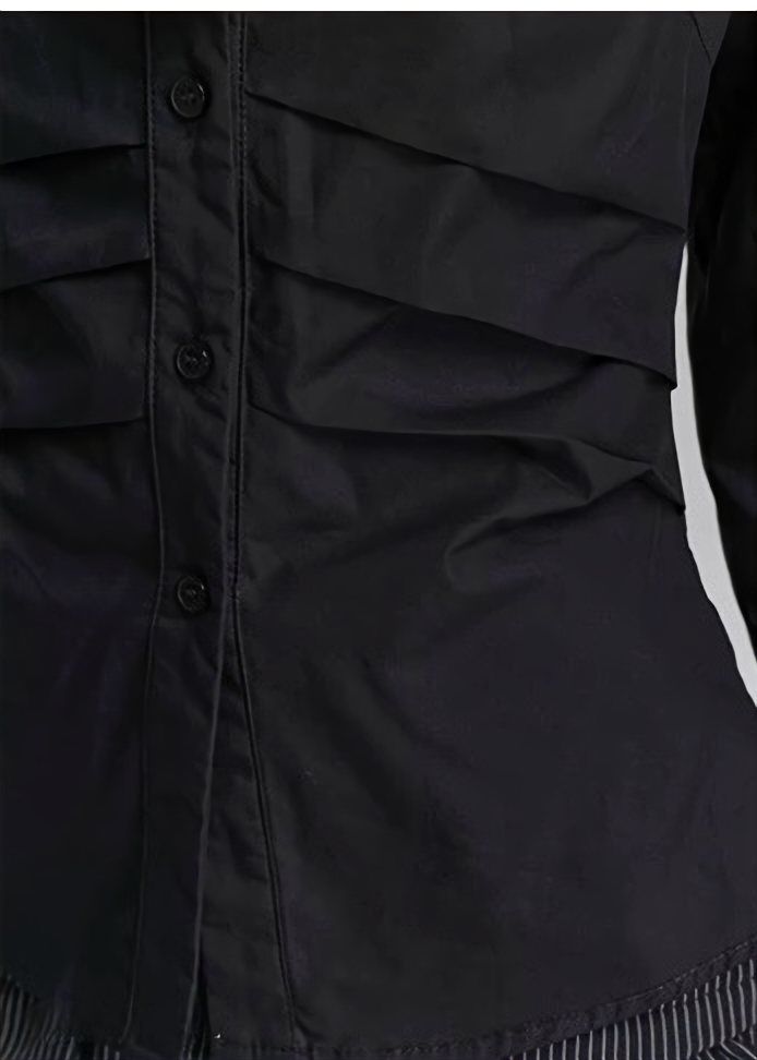 FLOWER BUTTON FLARE SLEEVE SHIRT / LG1429