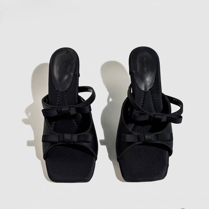 DARK RIBBON STRAP MULES / V1176