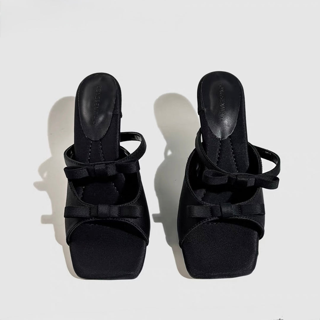 DARK RIBBON STRAP MULES / V1176