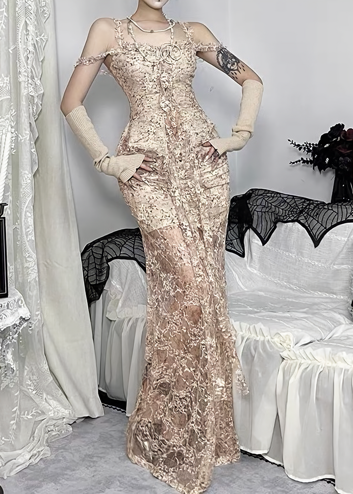 LACE-UP CORSET TOP &amp; SHEER LONG SKIRT / LG1700