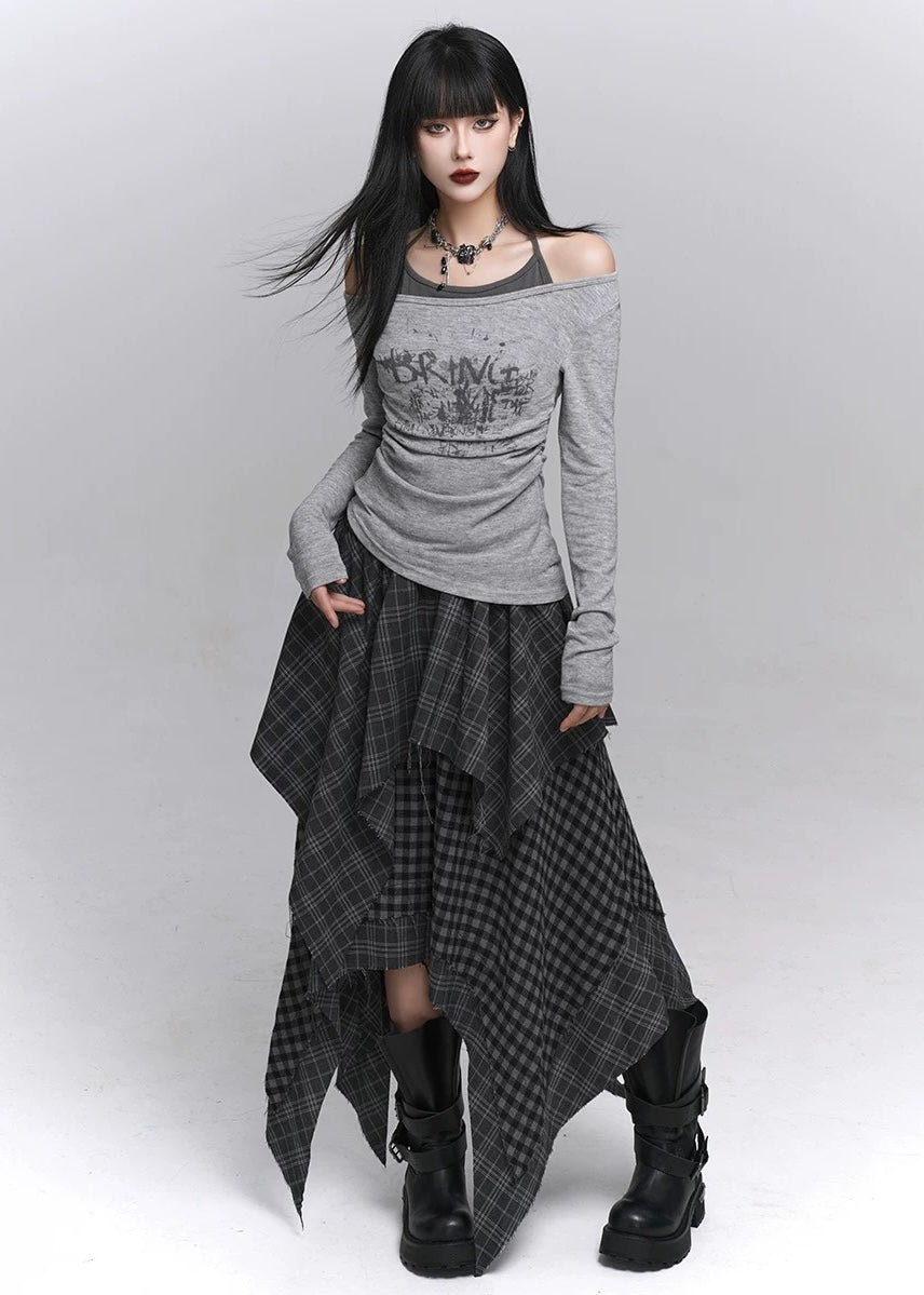 Layered Check Gothic Skirt / lg1351