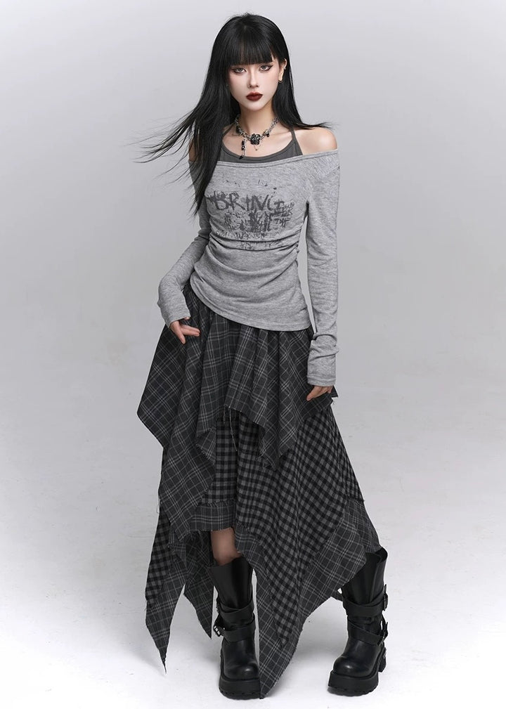 Layered Check Gothic Skirt / lg1351