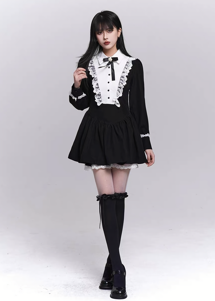 NOCTURNE LACE COLLAR TWO-PIECE SET / LG1503