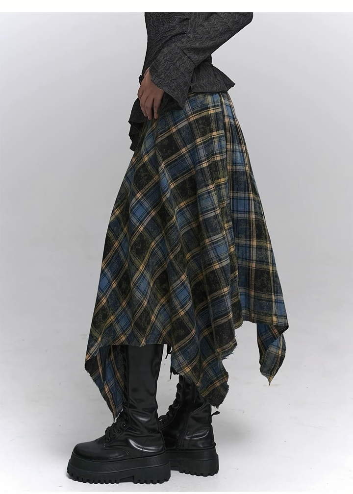 Check Frill Long Skirt / lg1365