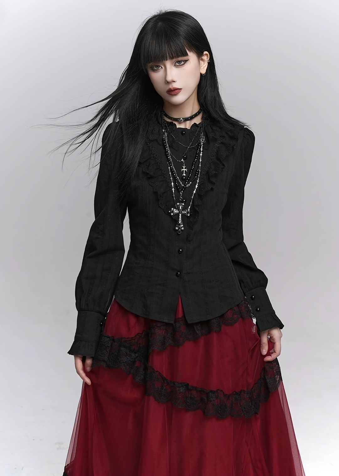 Gothic Cross Layered Necklace / a1125