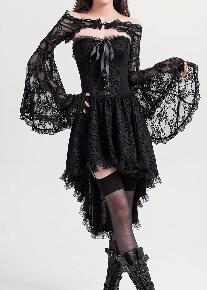GOTHIC LACE ASYMMETRY DRESS / LG1604
