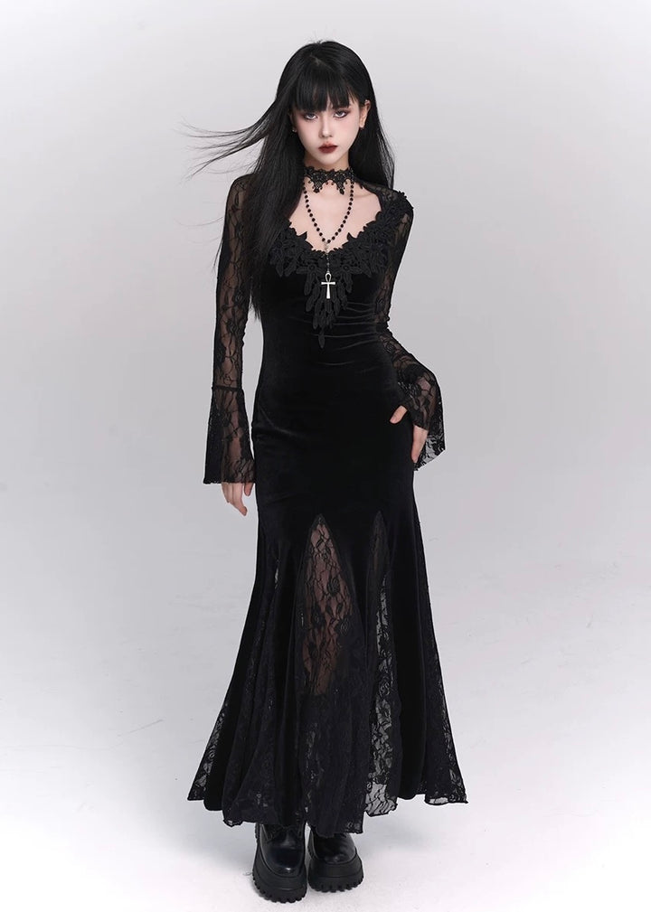 【即日配送】black velvet long dress / LG1177