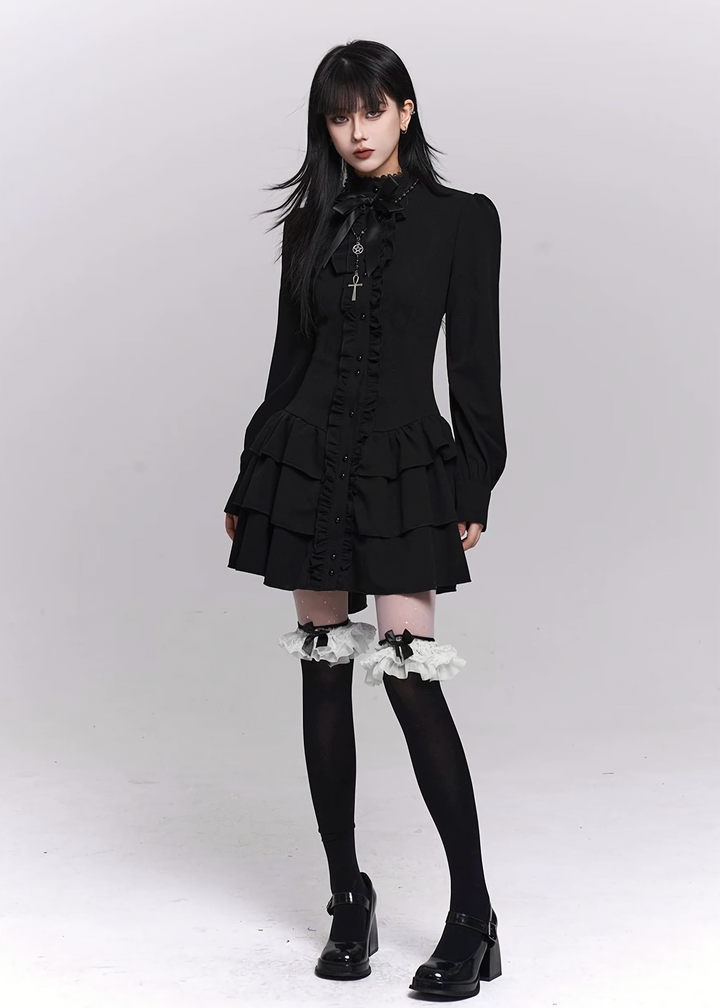 SILENT RUFFLE TIERED DRESS / LG1496