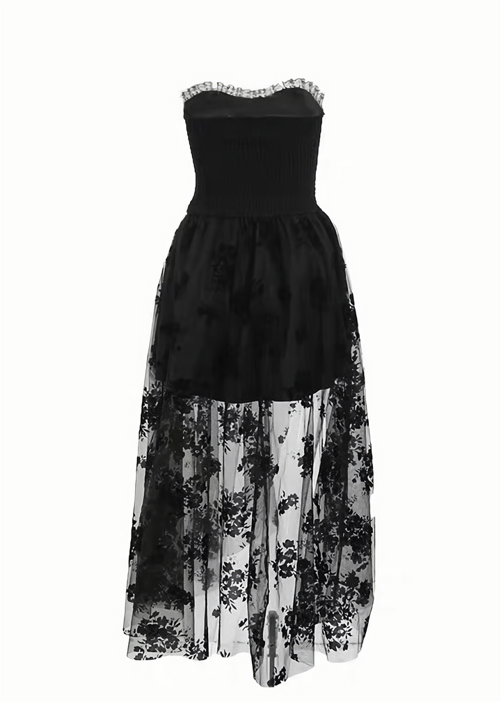 GOTHIC FLOCKY TULLE DRESS SET / LG1137