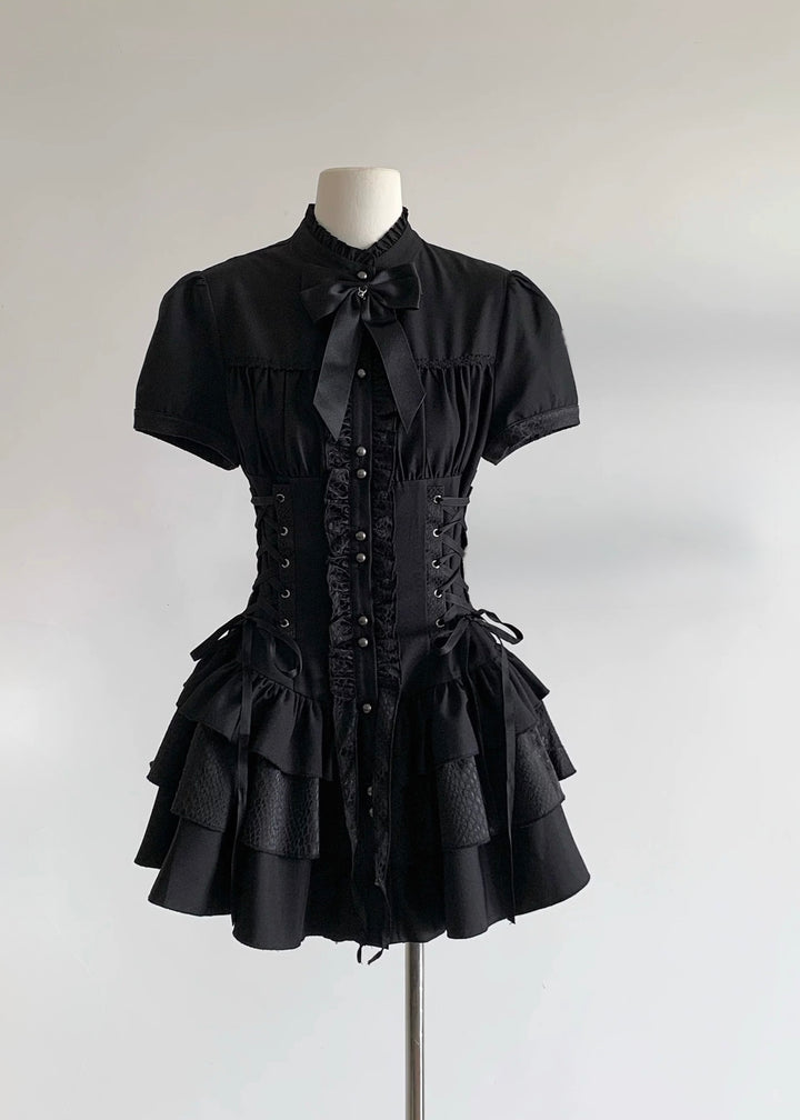 GOTHIC FRILL CORSET MINI DRESS / LG1561