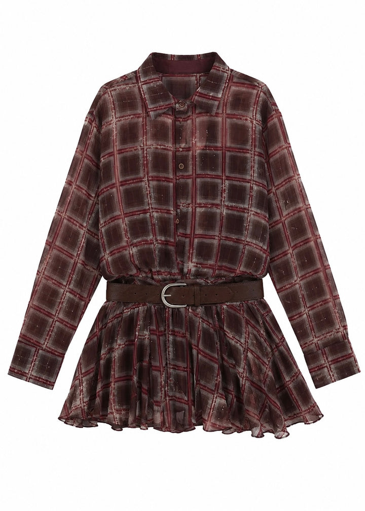 Vintage Check Frill Onepiece / lg1360