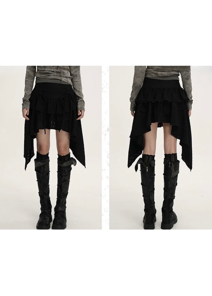 Asym Lace Hem Frill Skirt / LG1395