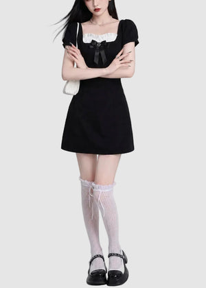BLACK RIBBON DOLLY MINI DRESS / LG1629