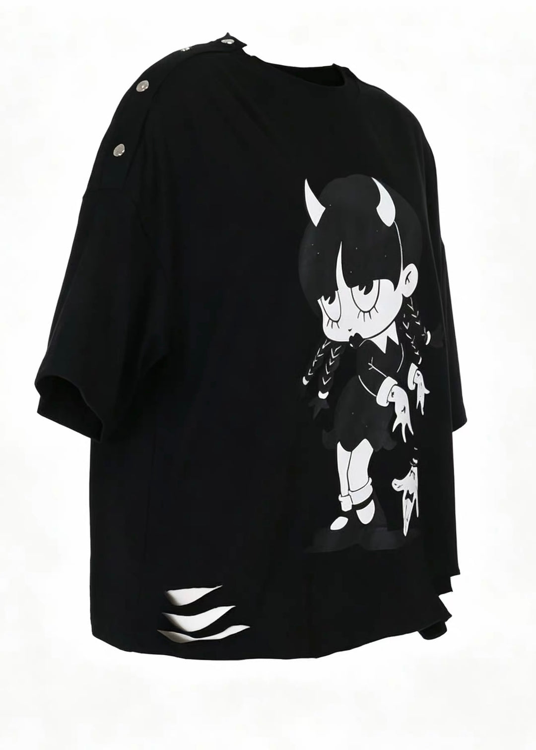 DARK DEMON GIRL PRINT OVERSIZE T-SHIRT / LG1632