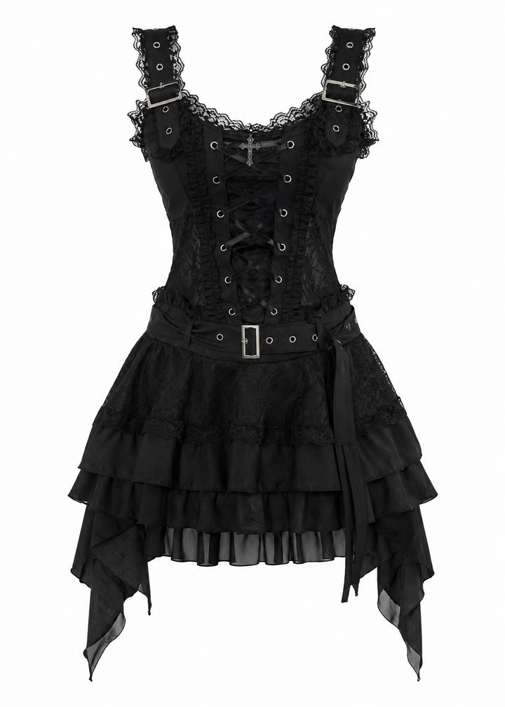 GOTHIC LACE-UP BELT DRESS / LG1622