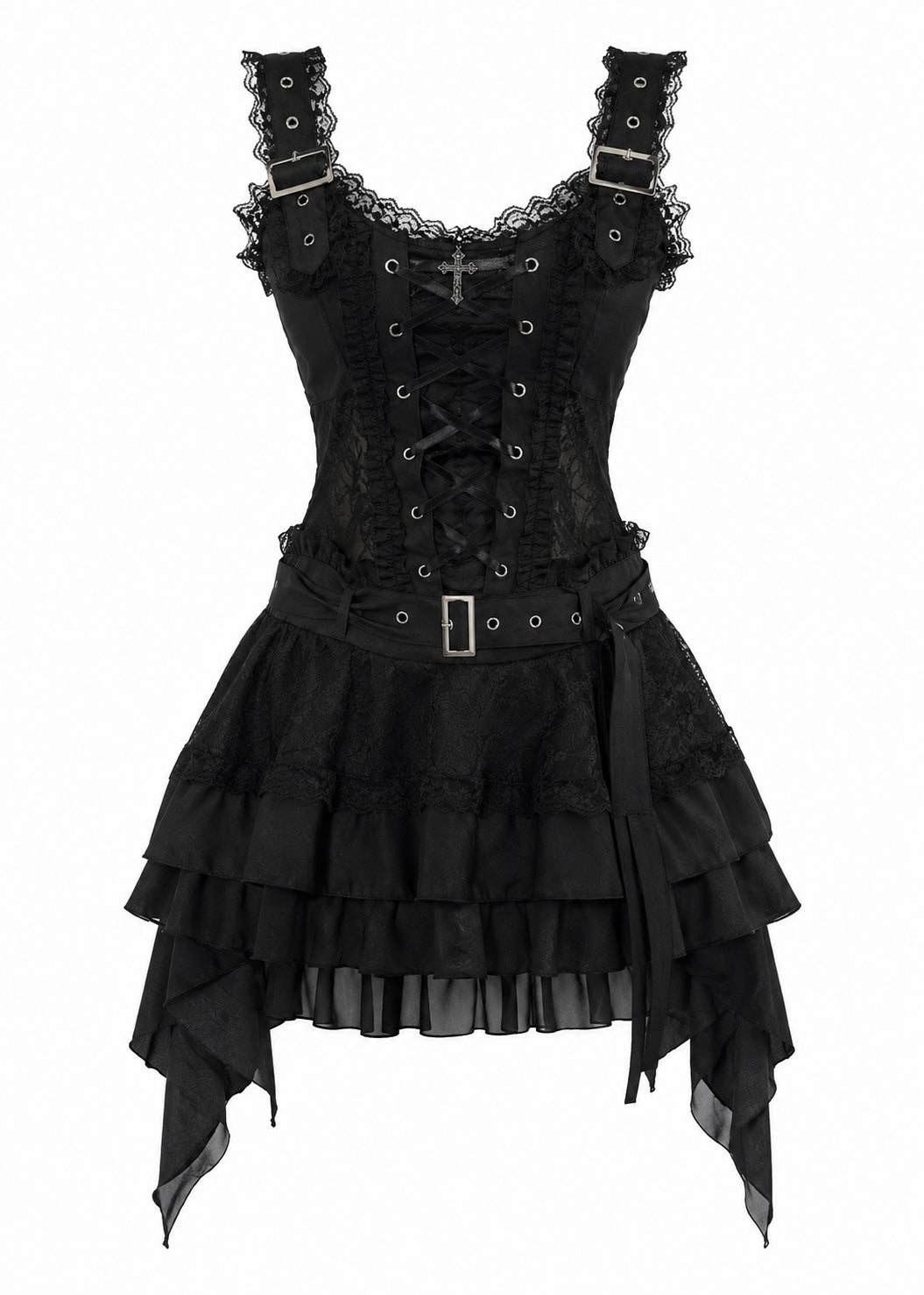 GOTHIC LACE-UP BELT DRESS / LG1622