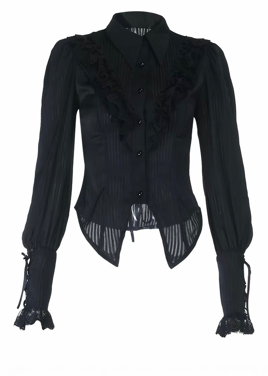 Gothic Ruffle Pintuck Shirt / lg1353_e4r 