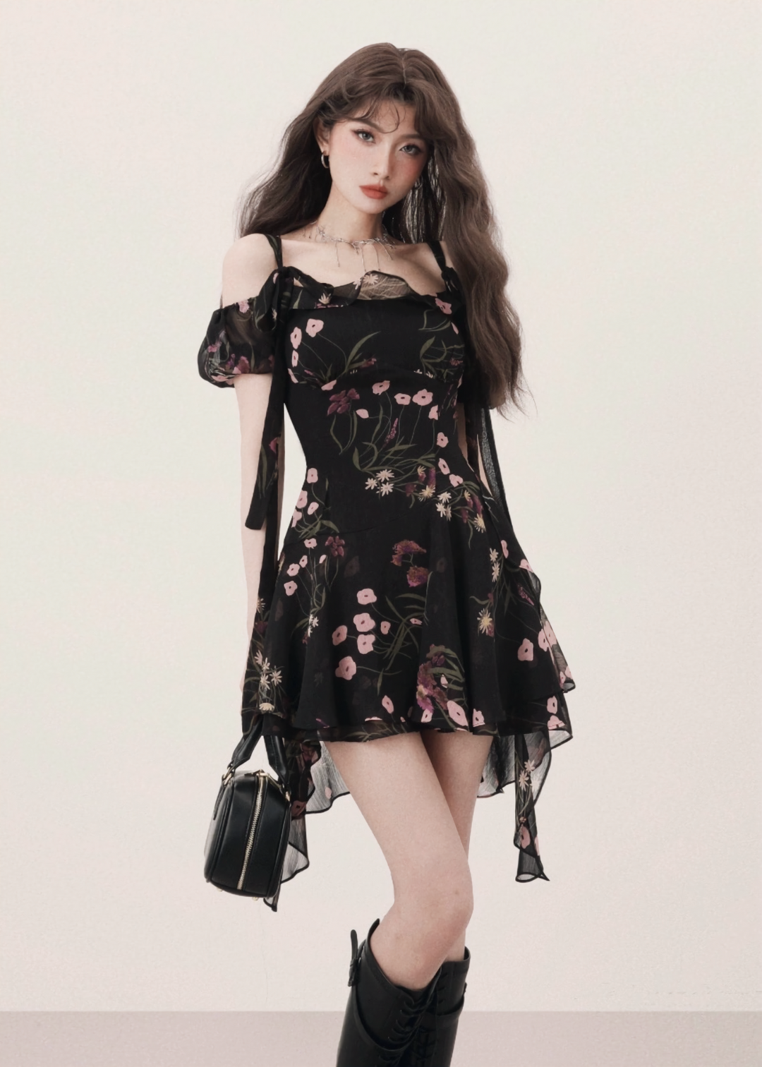 floral off shoulder dress / MU1113