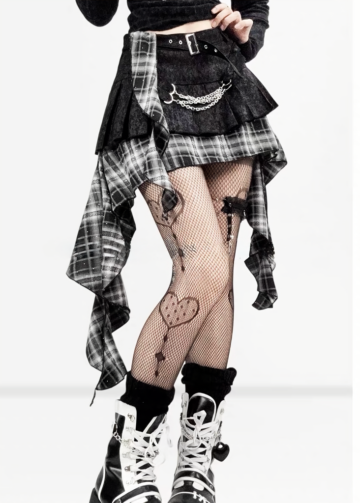 EU4RIA】CHECK LAYERED CHAIN MINI SKIRT / LG1707