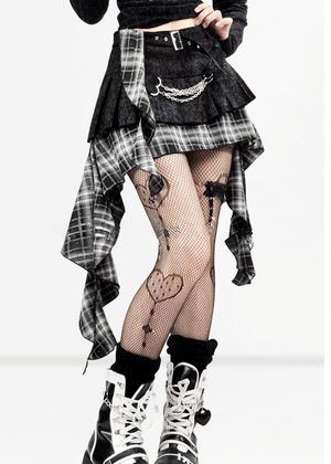 CHECK LAYERED CHAIN MINI SKIRT / LG1707
